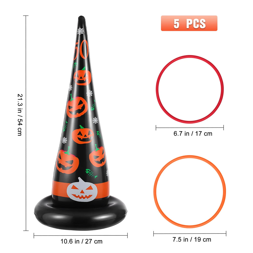 5pcs Inflatable Halloween Witch Hat Ring Toss Game Party Supplies D936