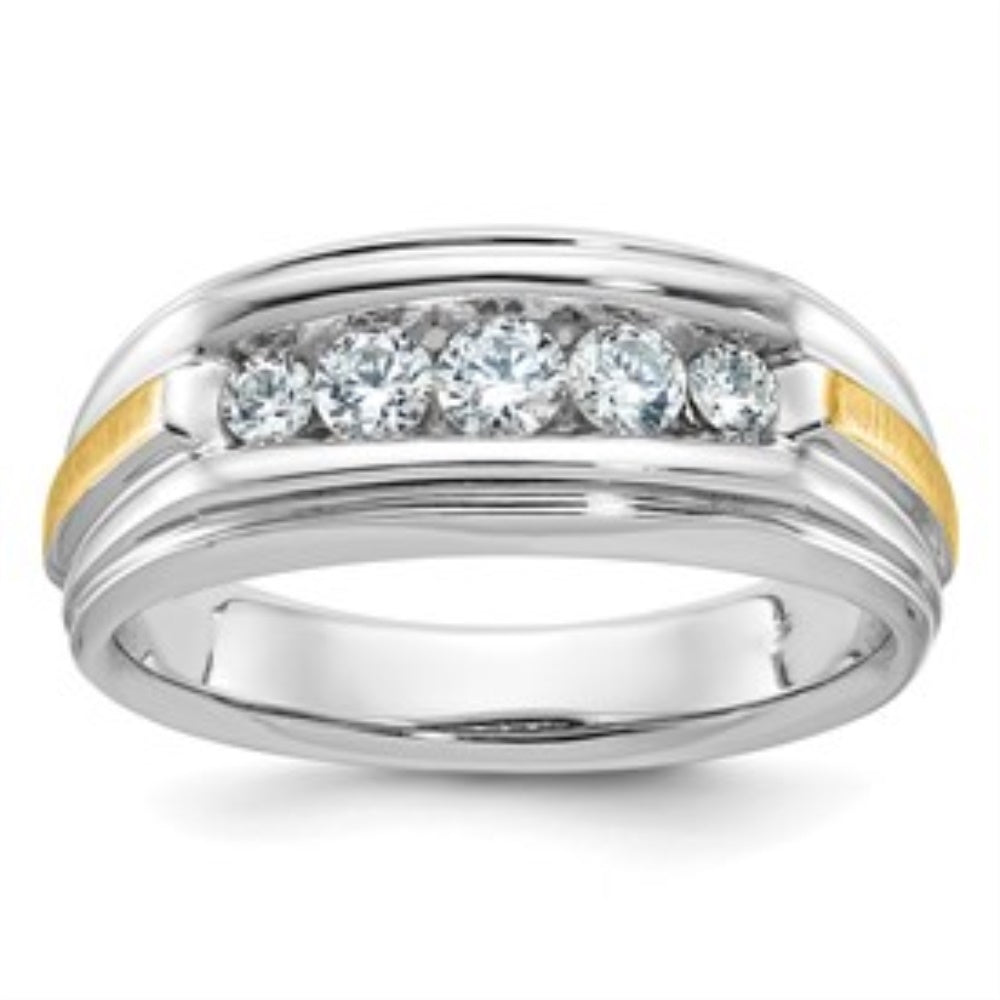 14k Two-tone Gold Men's 5-Stone 1/2 Carat Lab Grown Diamond Ring G7436