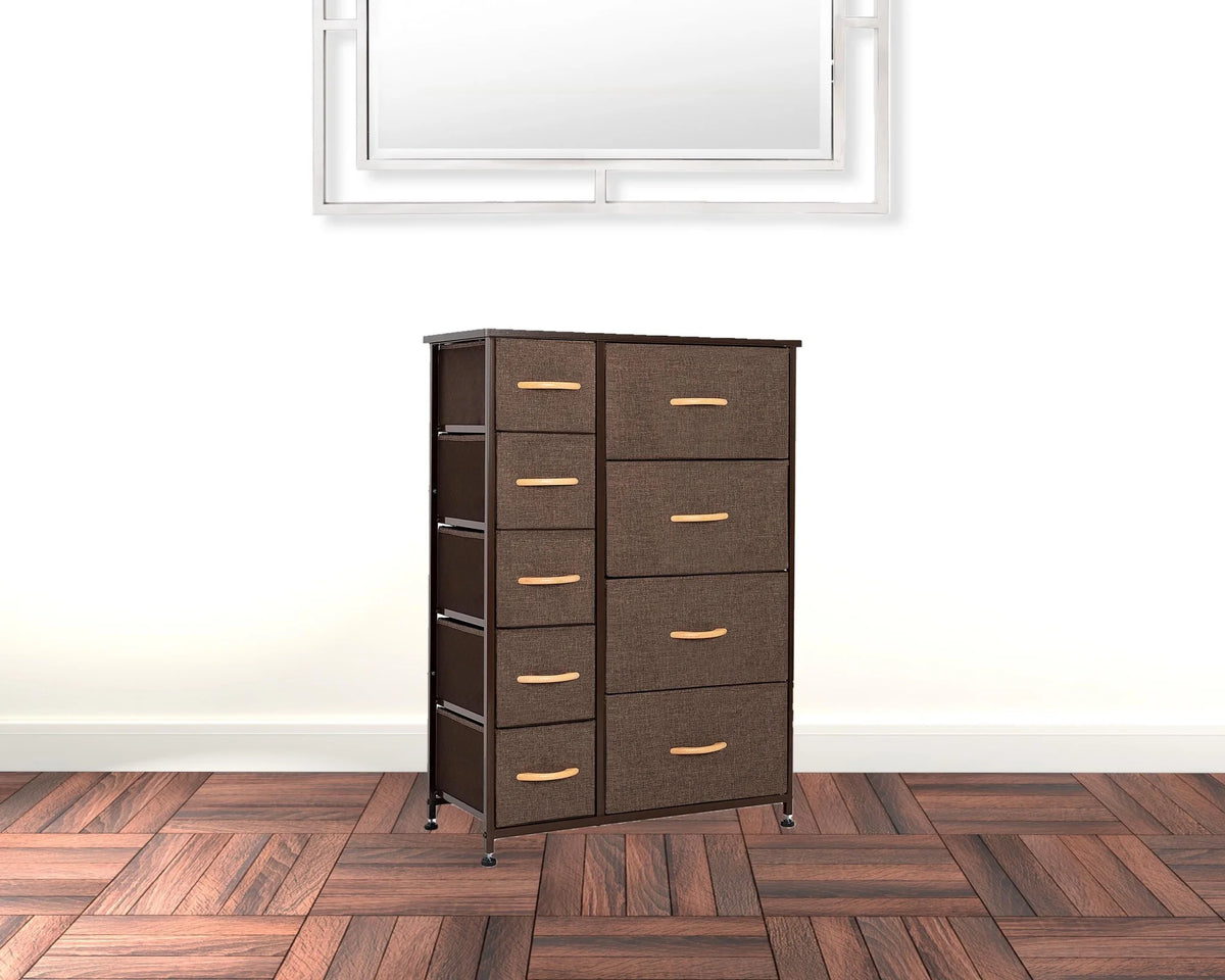 Brown Steel & Fabric Nine Drawer Combo Dresser G235
