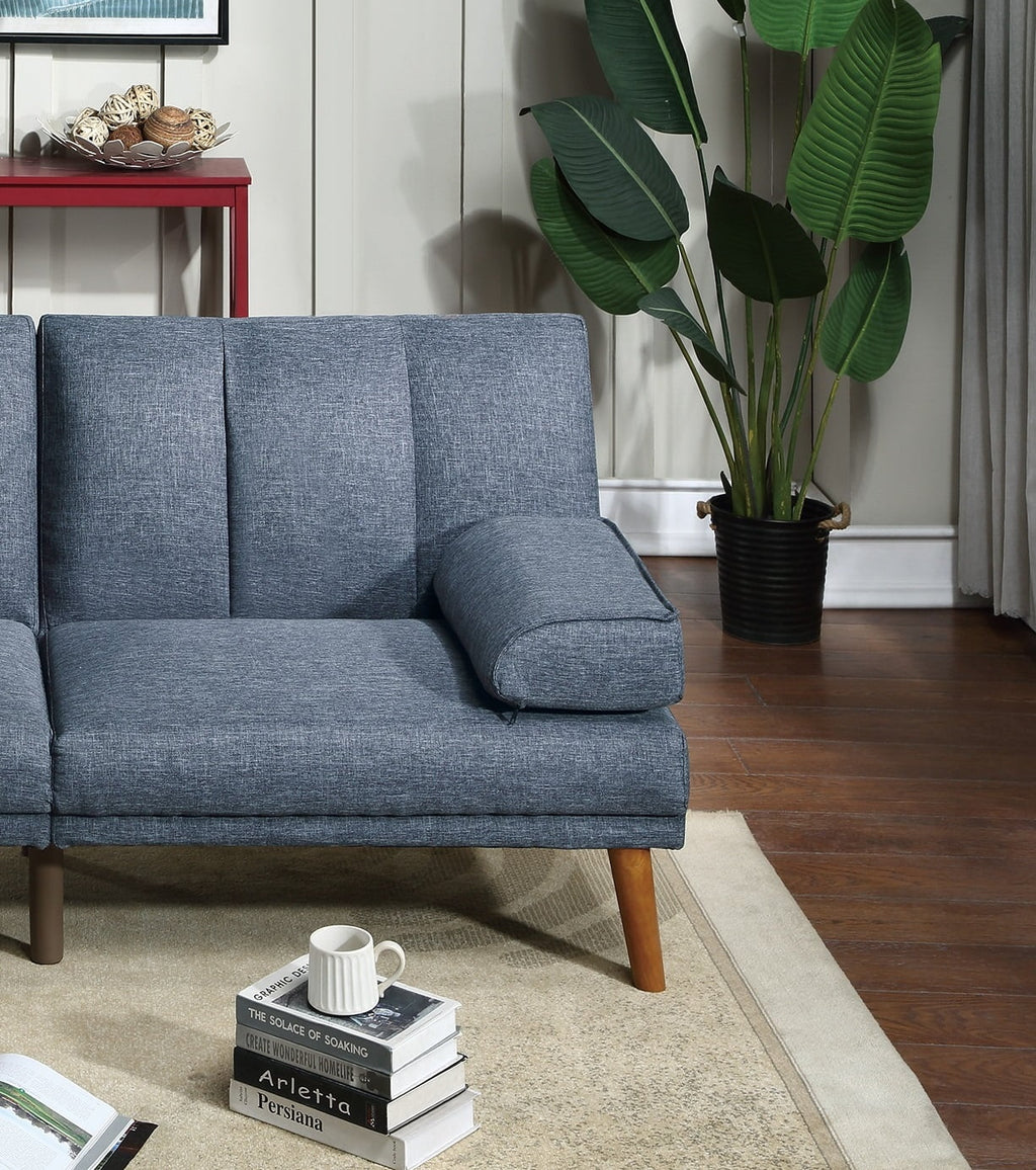 Navy Polyfiber Sectional Sofa with Chaise S55141