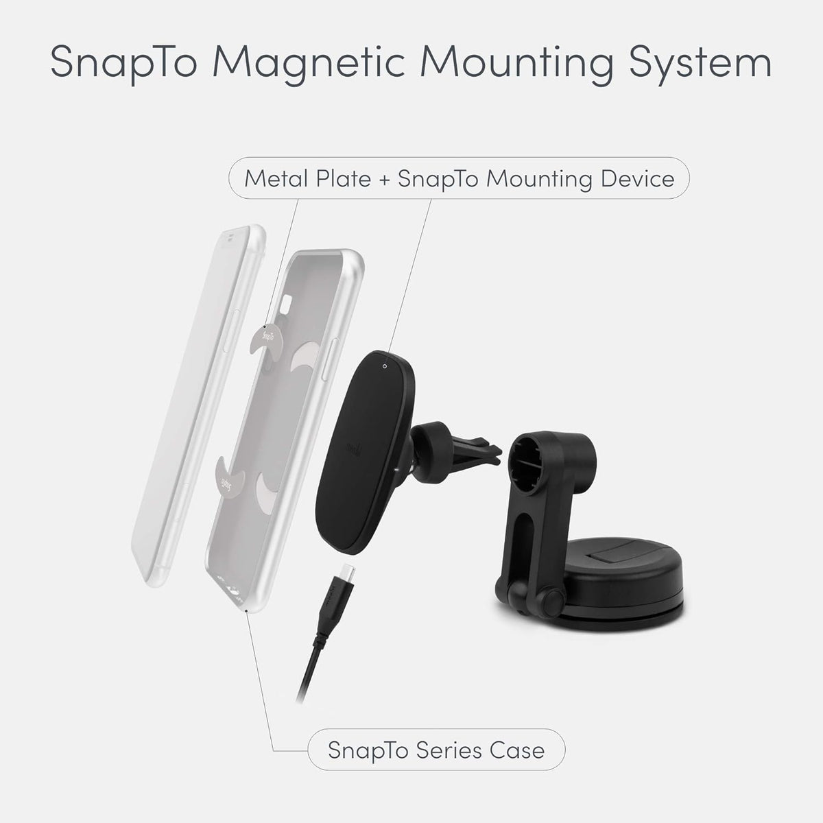 Magnetic Car Phone Holder with Wireless Charging, 10W Max, Pack of 2 A1636