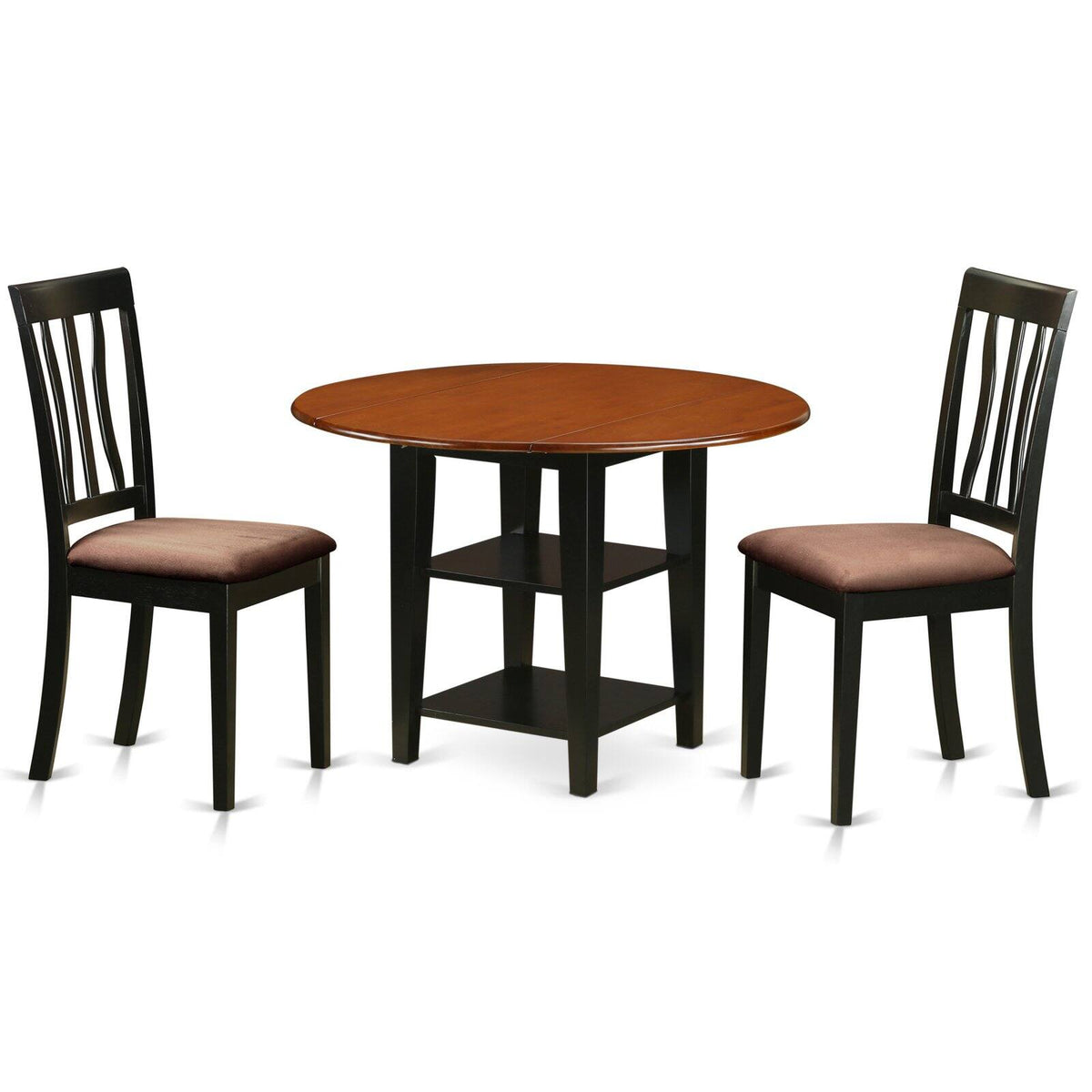 3-piece Dining Set with Wood Seat in Black/Cherry P80382