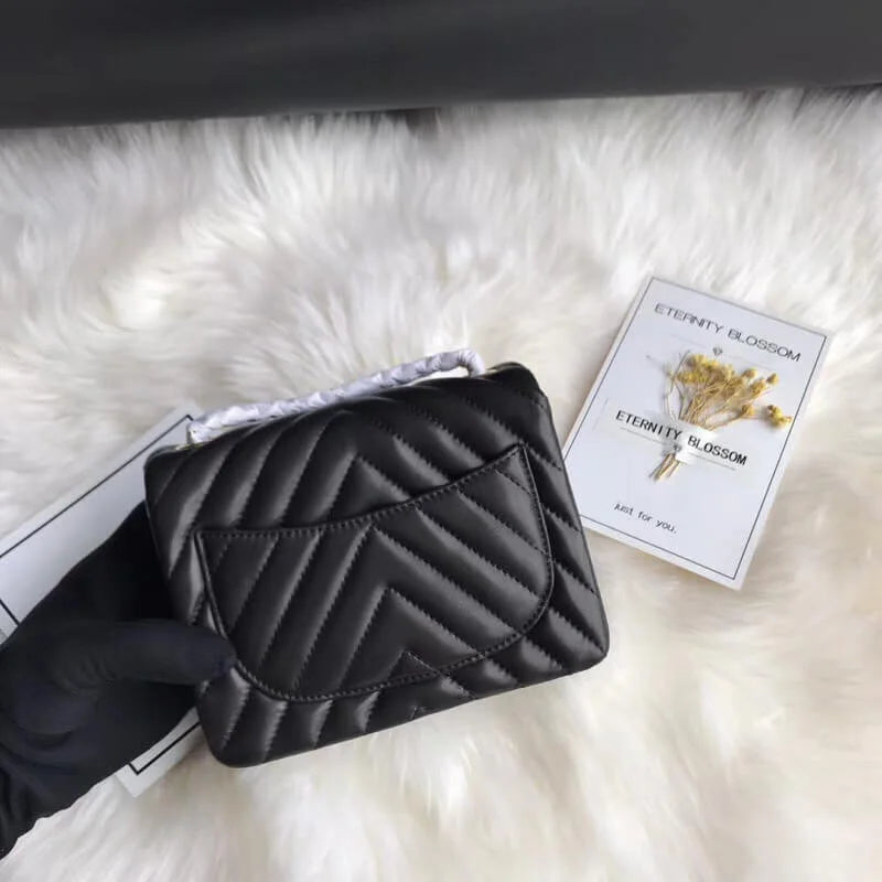 Lambskin Chevron Flap Bag J896