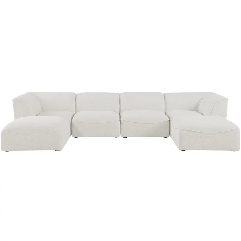 Cream Linen Textured Modular Sectional E996793