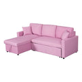 Pink Fabric Reversible Sleeper Sectional Sofa with Storage Chaise H865