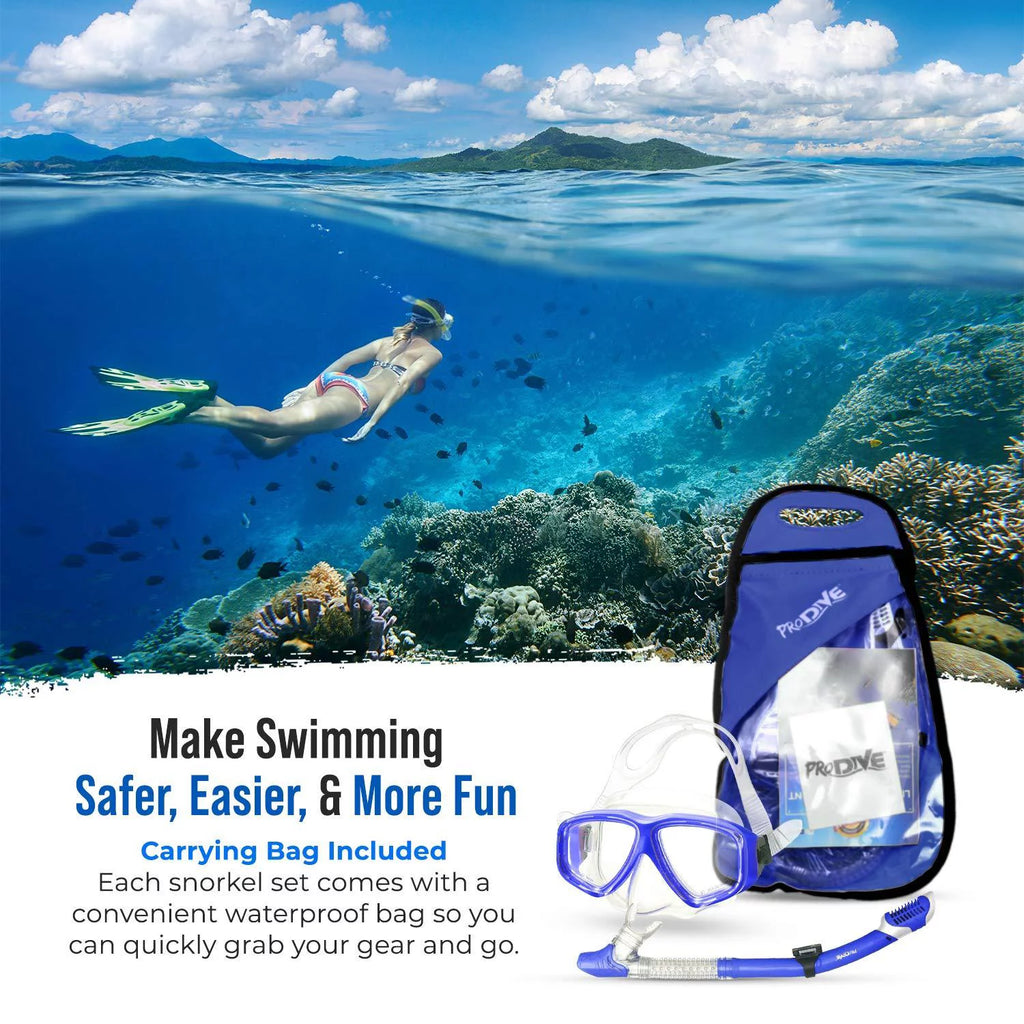 Tempered Glass Anti-Fog Snorkel Mask Set with Gear Bag R14780