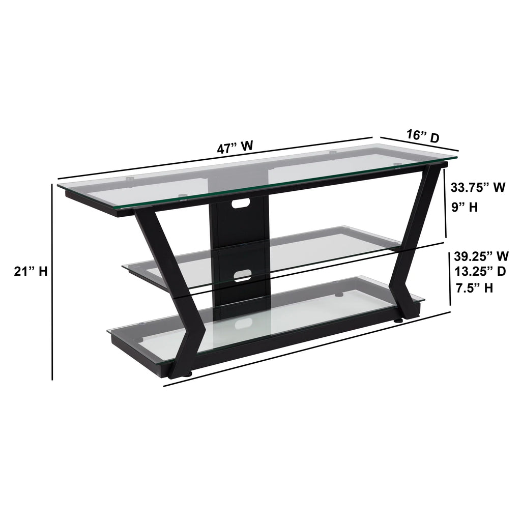Glass TV Stand with Black Metal Frame Z191