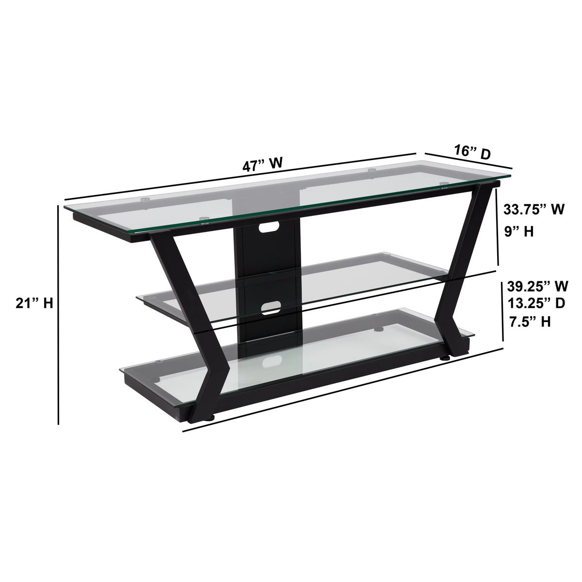Glass TV Stand with Black Metal Frame Z191