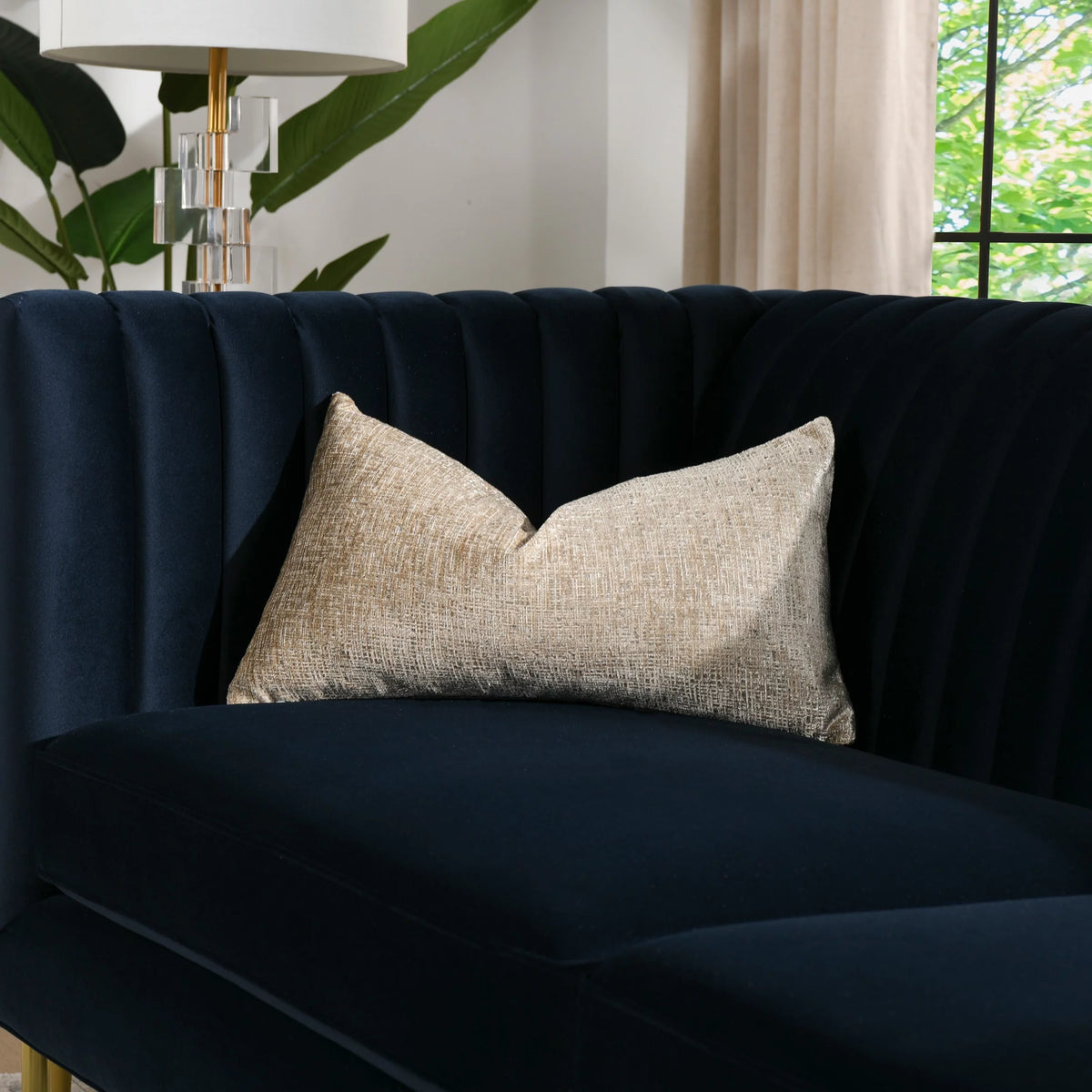 22" Feather Down Lumbar Throw Pillow Brilliant Cream B59207