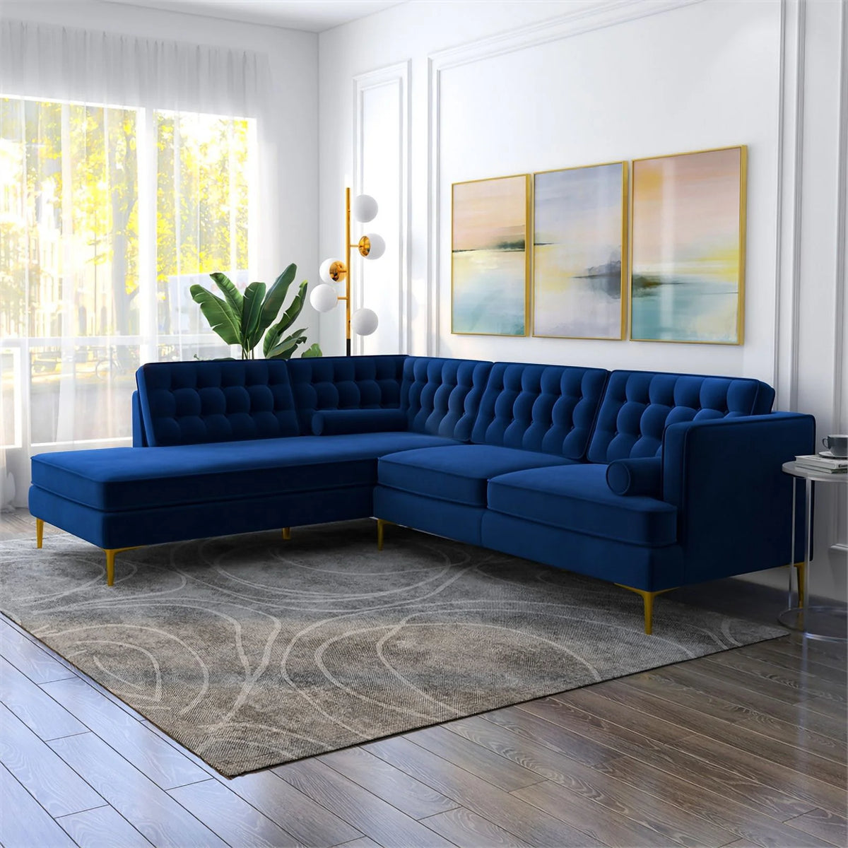 Blue Velvet Left-Facing Sectional W749215