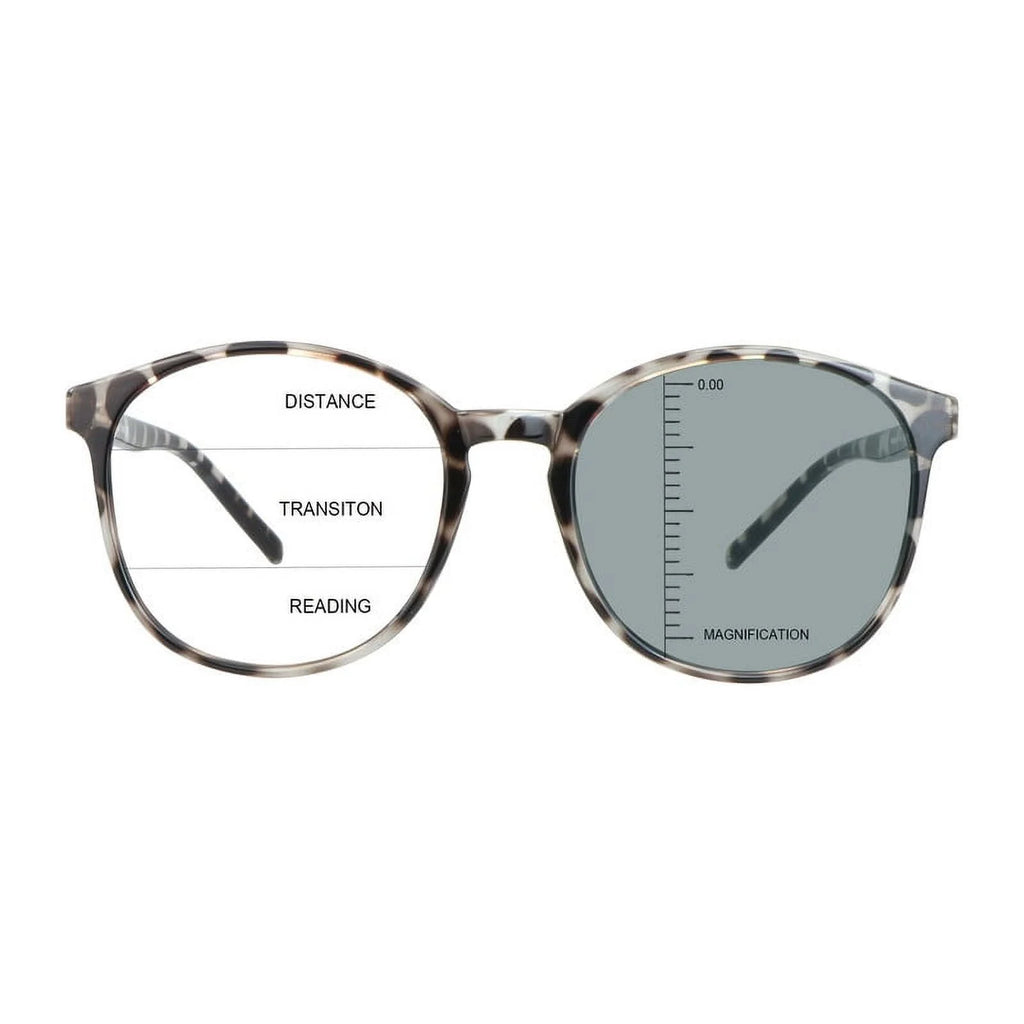 Vintage Round Progressive Multifocal Photochromic Gray Glasses G6195