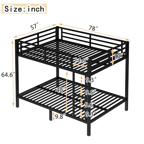 Heavy Duty Black Twin XL Over Twin XL Bunk Bed Frame with Ladder M7532