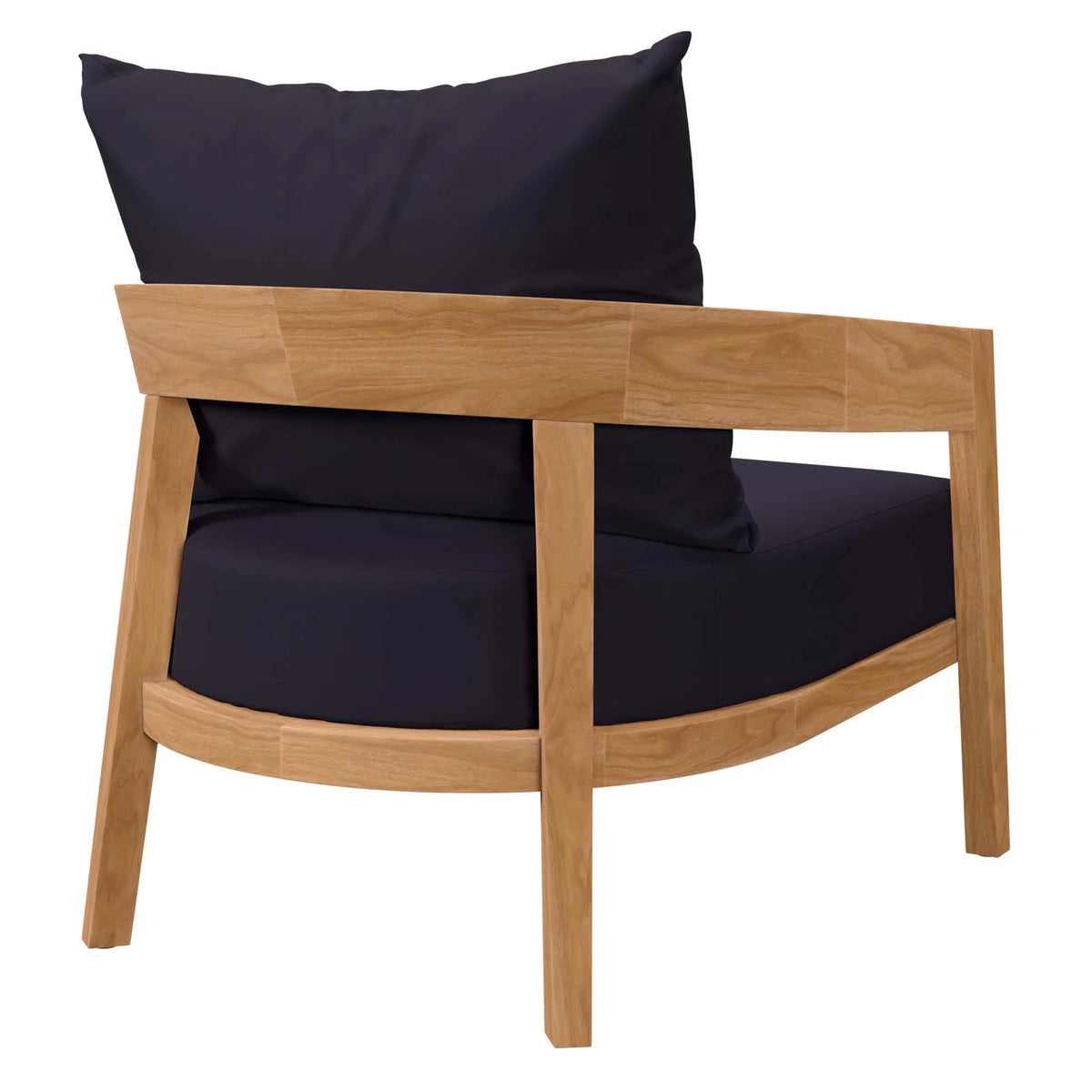 Navy Natural Fabric Teak Wood Outdoor Armchair J69644