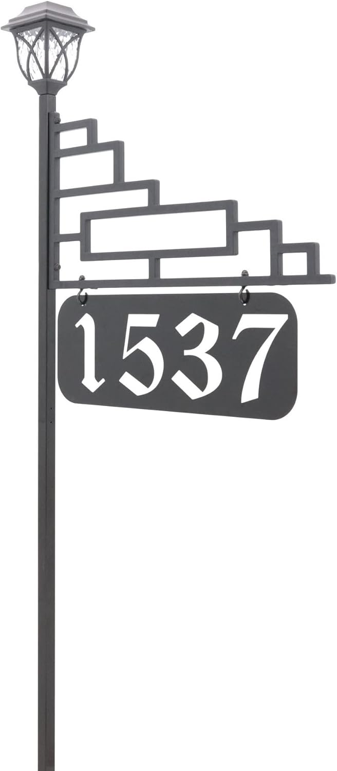 Reflective Address Sign with Solar Light (47 Pole) N3529