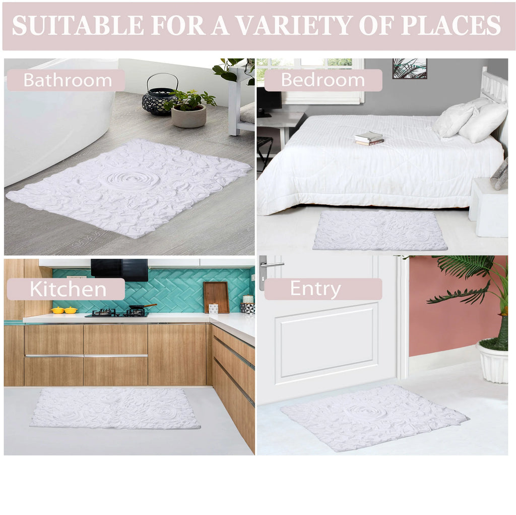 100% Cotton Tufted Bath Rugs, 24"x40" Rectangle, White L10187