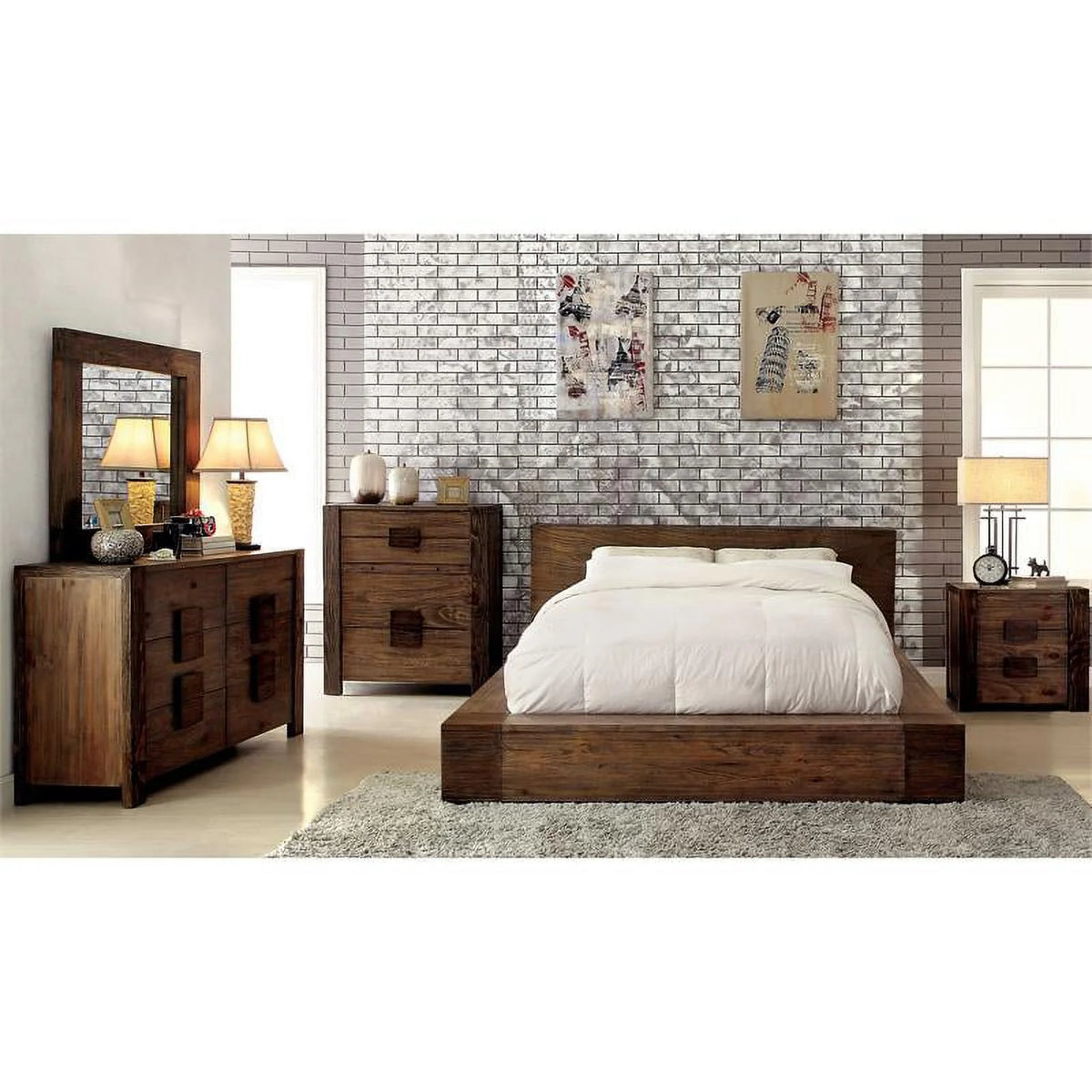 Brown Solid Wood Dresser and Mirror Q663083
