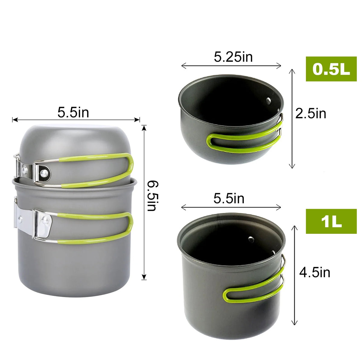 Camping Cookware Mess Kit Non-stick Aluminum Cooking Set K8327