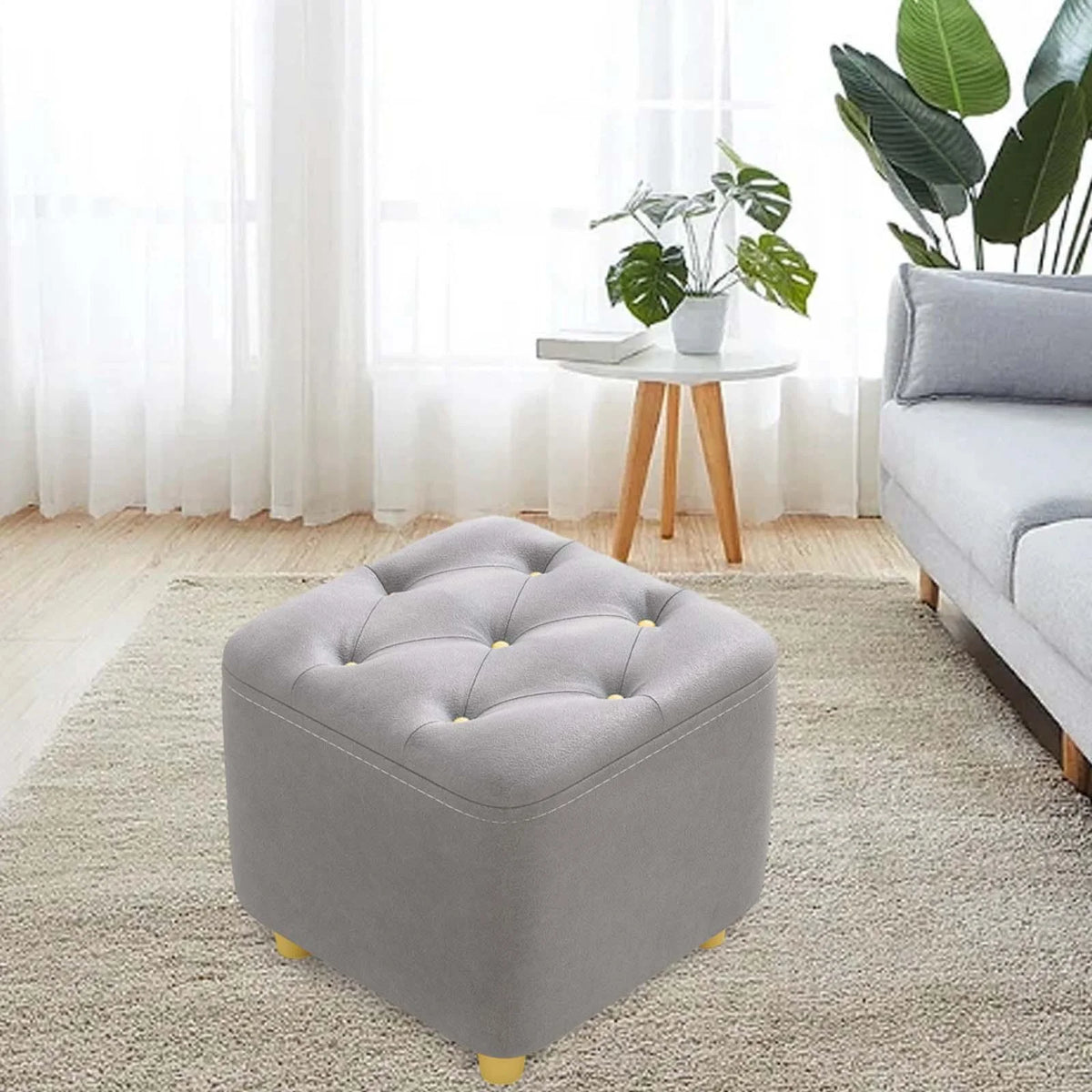 Gray Square Ottoman Stool W240176