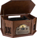 8-in-1 Natural Wood Turntable Stereo System with Bluetooth N411