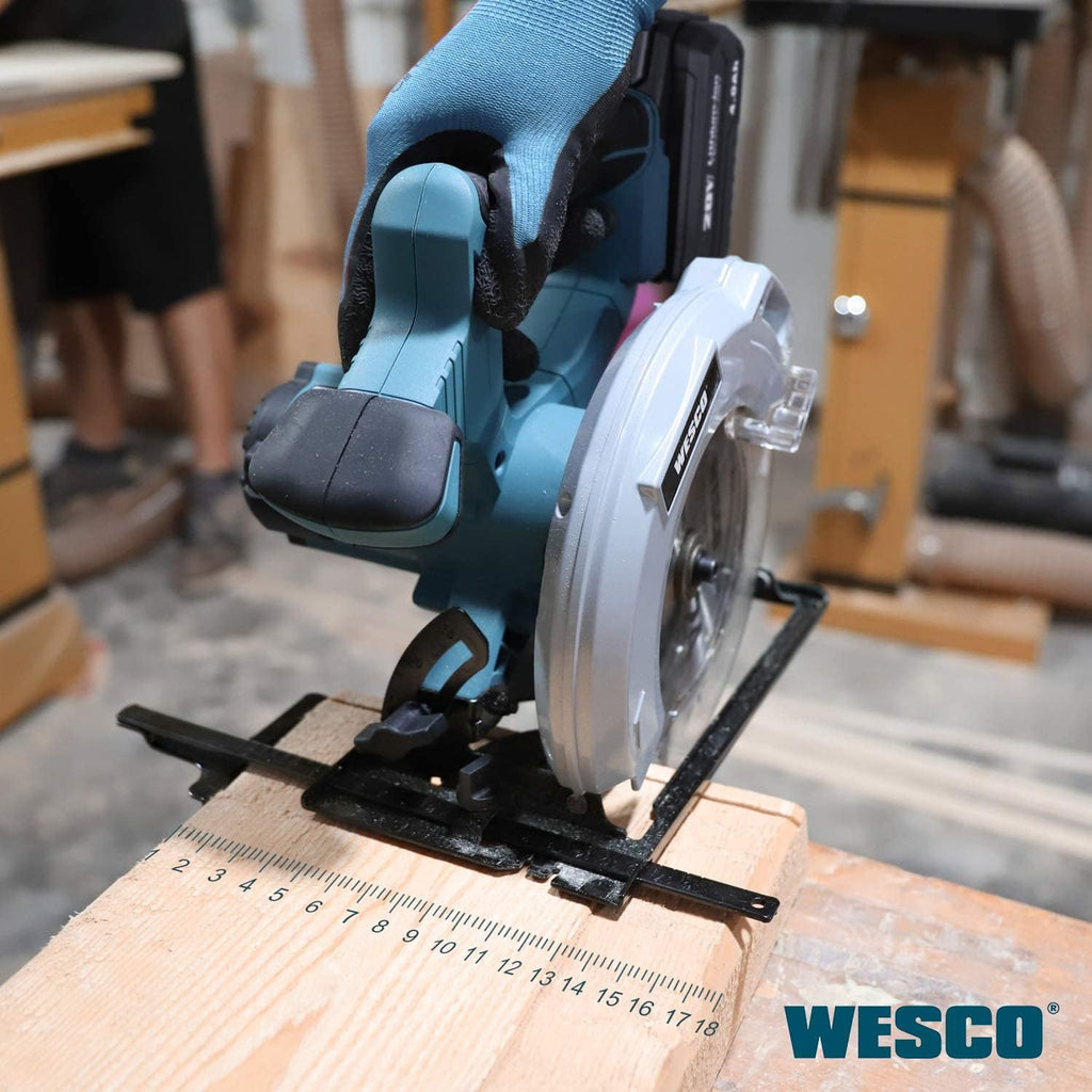 20V 4.0Ah Cordless Circular Saw, 6-1/2", 4000RPM, 0-45° Bevel, with Charger, Vacuum Adaptor, Parallel Guide, Wood Cutting Blades (24T / 40T), Pack of 2 J6858