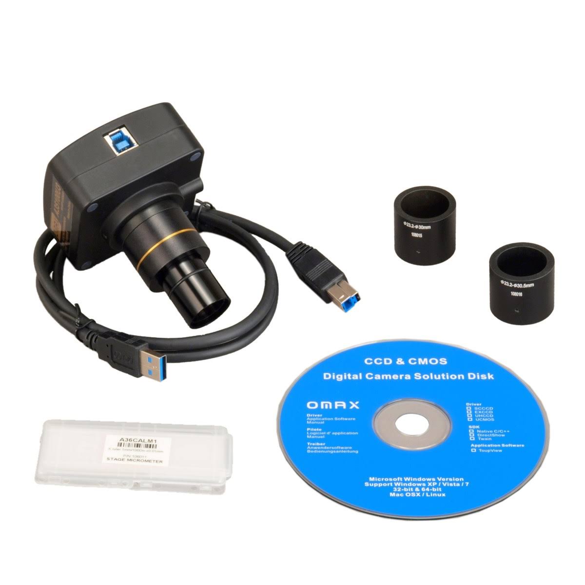 8MP USB3.0 Digital Camera for Microscope with 0.01mm Calibration Slide V26370