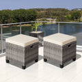 Turquoise Rattan Cushioned Ottoman K7948