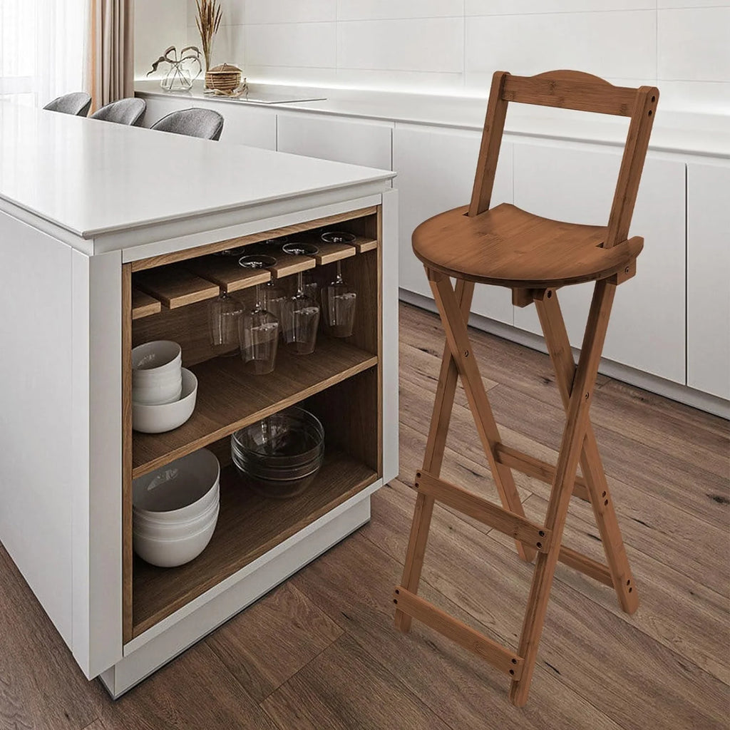 Bamboo Bar Stools Foldable Lightweight Space-saving W78928