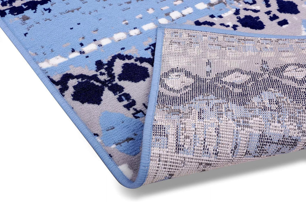 Light Blue Geometric Pattern Rug D500