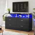 Black 4 Drawer Dresser with LED Lights & Charging Station B563