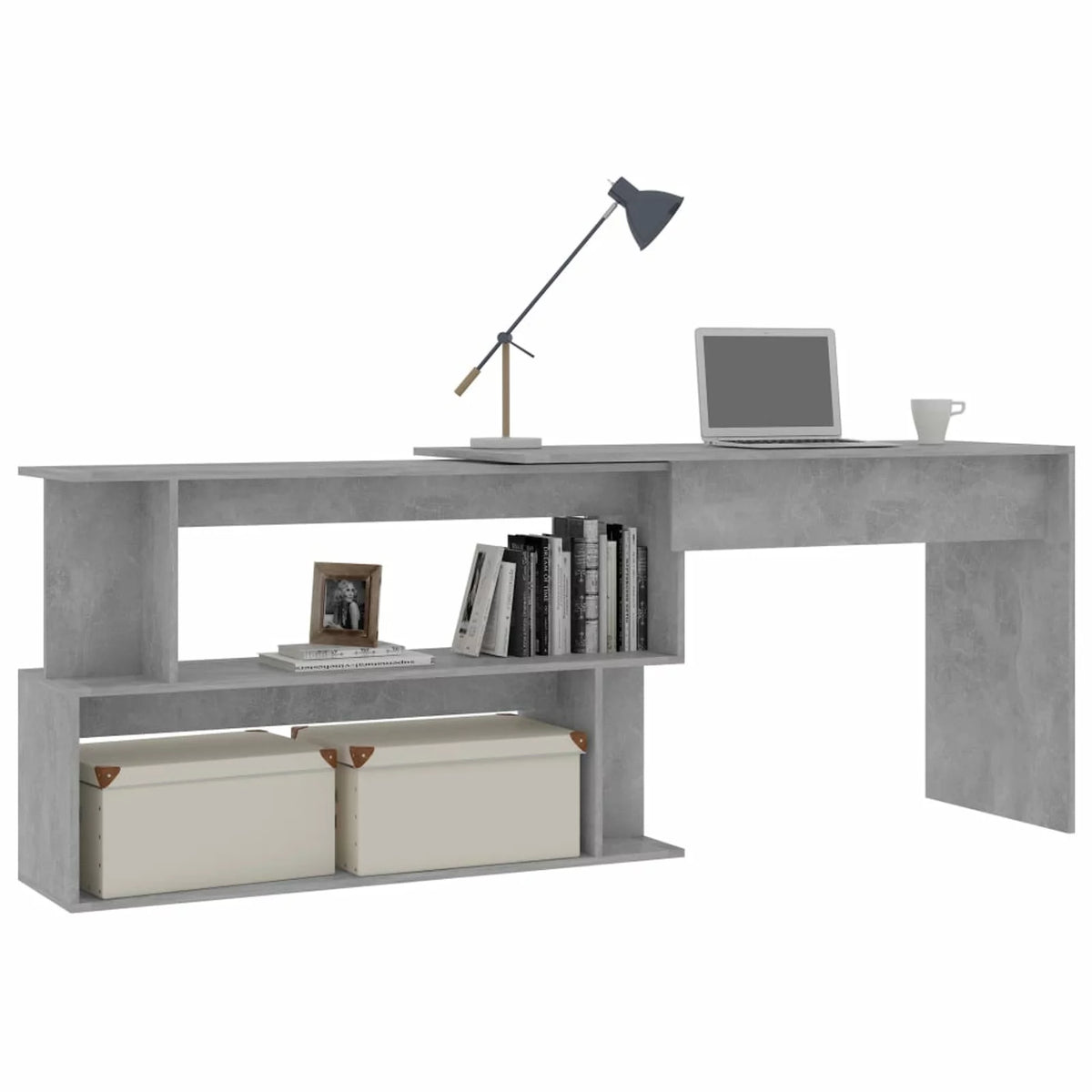Concrete Gray Engineered Wood Corner Desk G224693