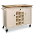 Wine Rolling Serving Cabinet with Wheels Wood Cream Finish S762785