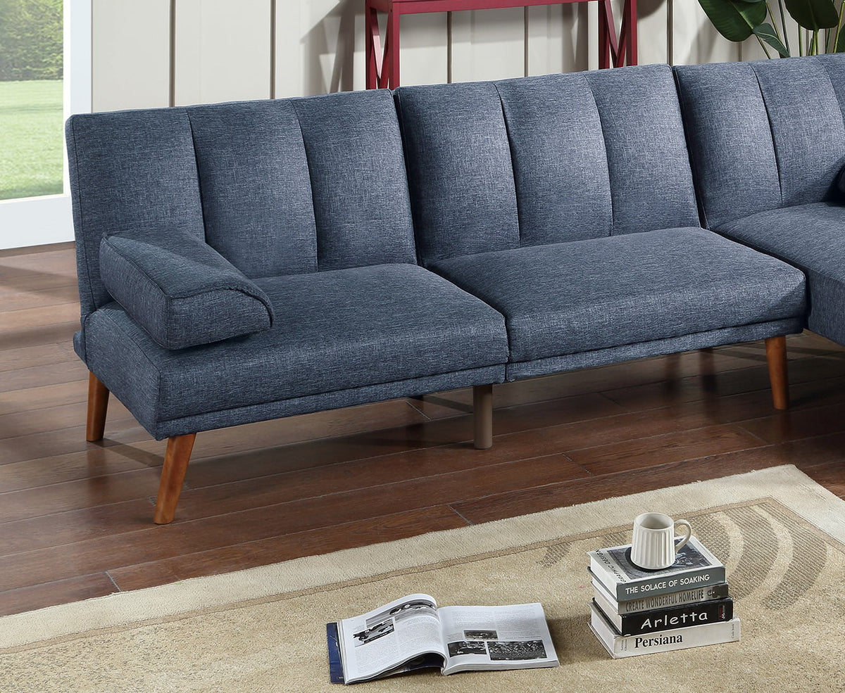 Navy Polyfiber Sectional Sofa with Chaise S55141