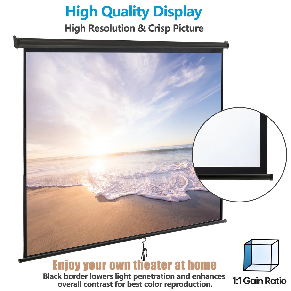 120 1:1 Manual Pull Down Projector Screen U12157
