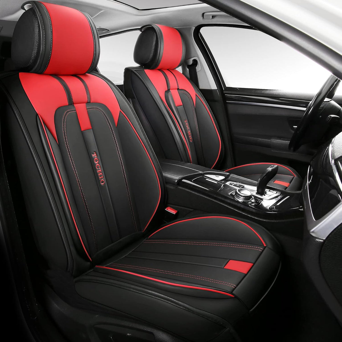 Black-White Waterproof Leather Car Seat Covers Full Set H304