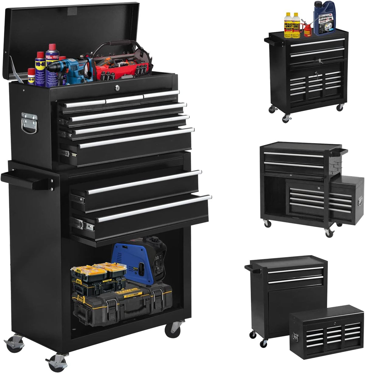 Red Lockable Rolling 8-Drawer Tool Chest with Wheels W513486