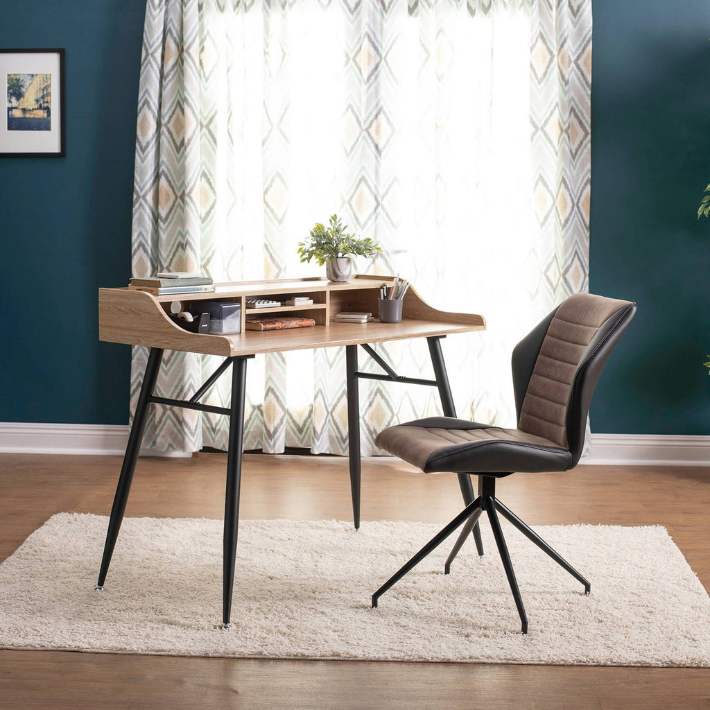 Black Brown Swivel Accent Chair with Metal Base S92755