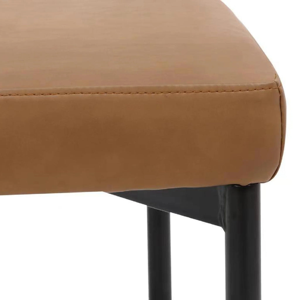 Brown Metal Legs Vegan Leather Dining Chair M23894