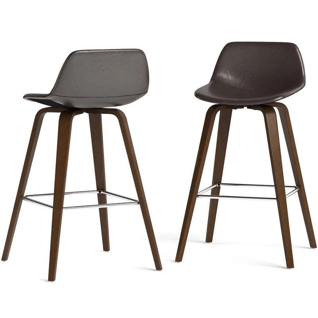 Brown Faux Leather Counter Stool Set of 2 T208