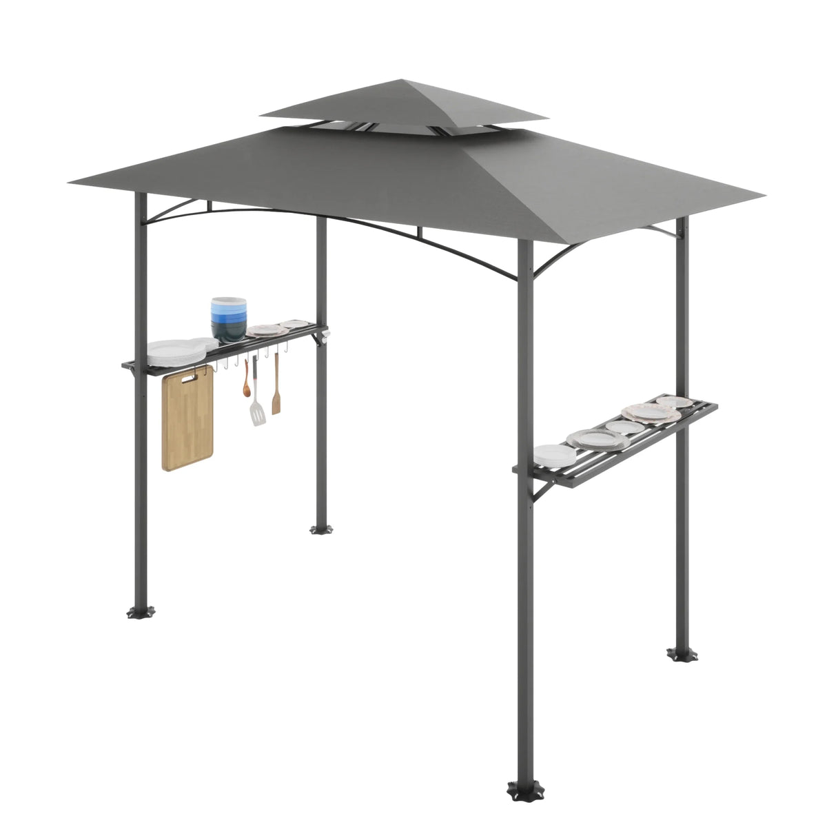 Patio BBQ Grill Gazebo Canopy with 2 Tier, Flame Retardant Cover Y854