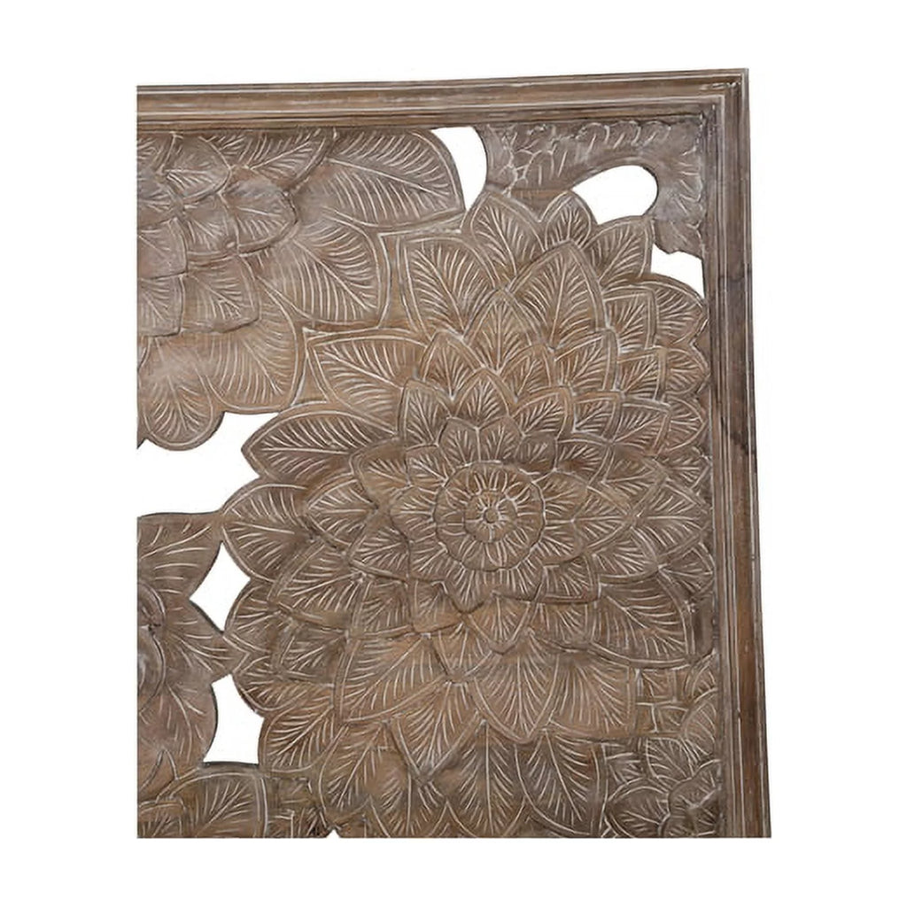 Queen Solid Wood Hand Carved Motif Bed D2975