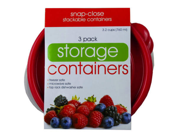 Plastic Round Food Container Pack of 3 Case of 24 U47691