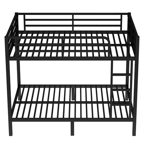 Heavy Duty Black Twin XL Over Twin XL Bunk Bed Frame with Ladder M7532