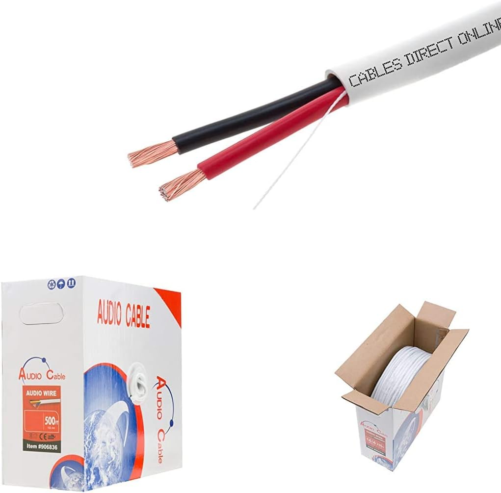500ft 12AWG 2 Conductors CL2 Rated Speaker Cable Wire, Pull Box, Pack of 2 J68695