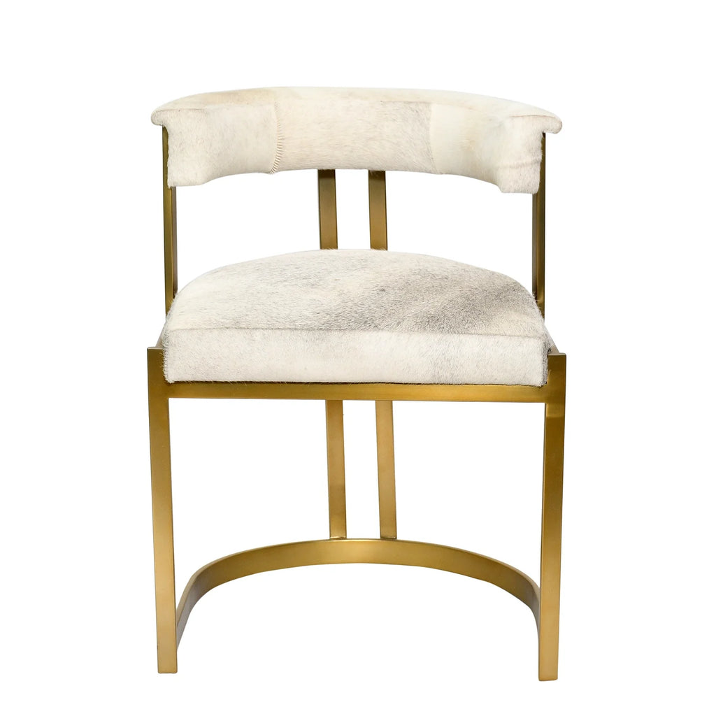 Gold Stainless Steel Chair with Grey Leather Seat H49954