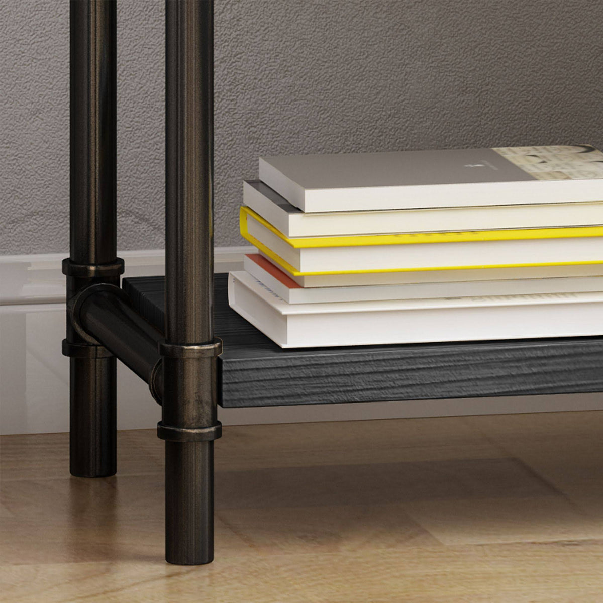 Black Contemporary 4-Shelves Rectangular Storage Bookcase L17068