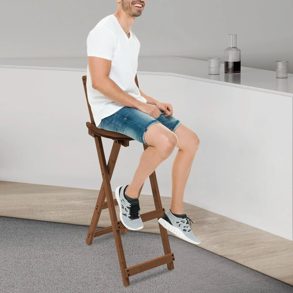 Bamboo Bar Stools Foldable Lightweight Space-saving W78928