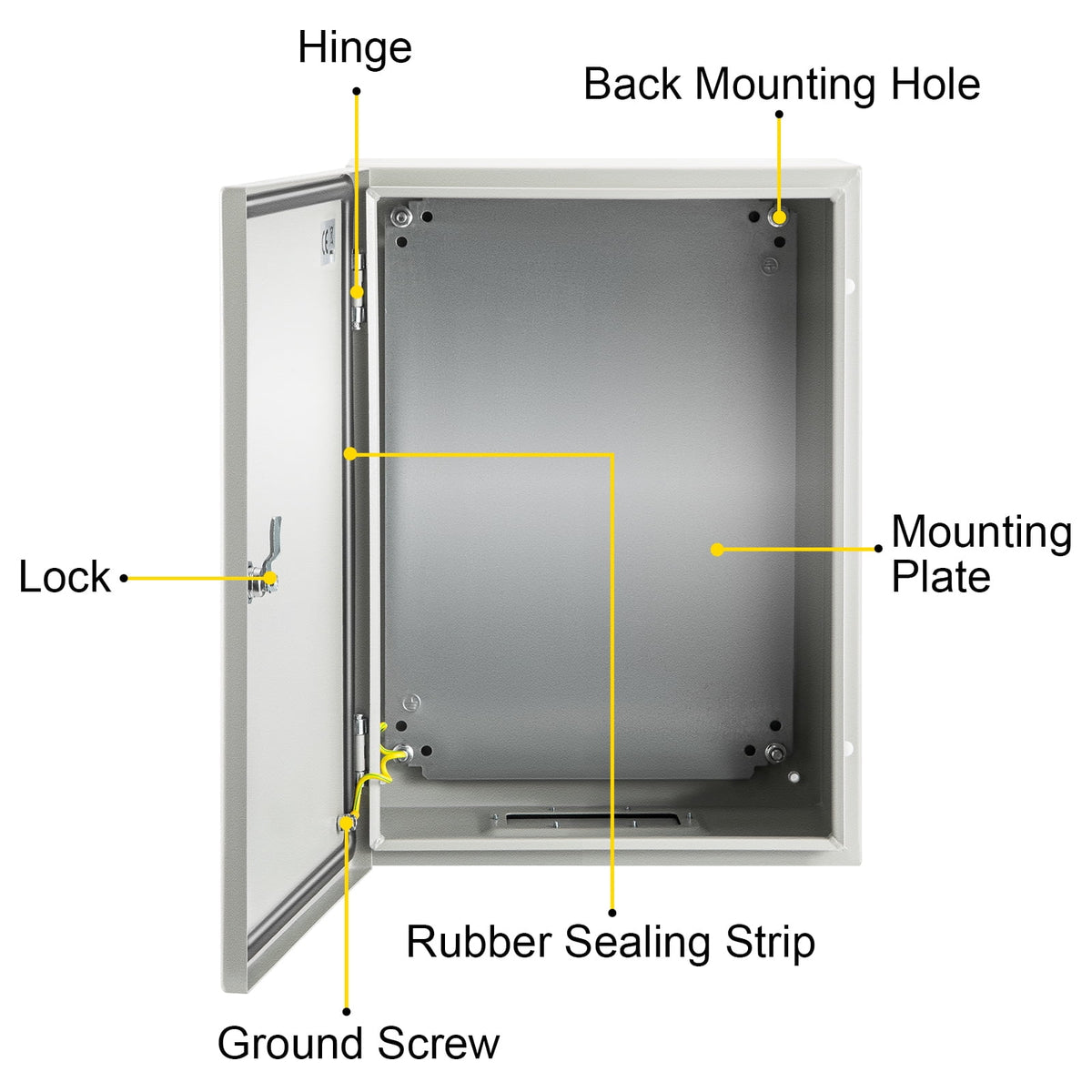 16" x 12" x 6" IP65 Carbon Steel Electrical Enclosure Box Y2634