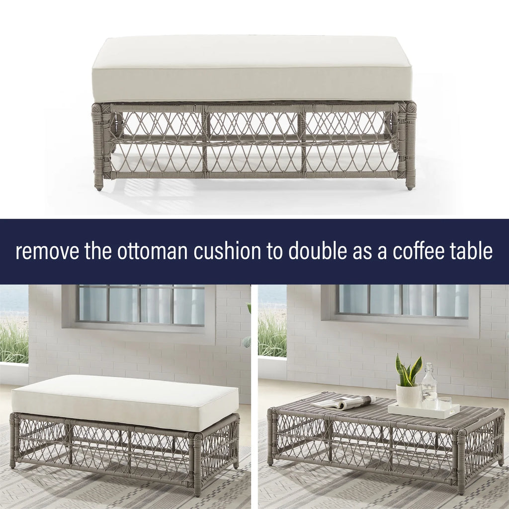 Outdoor Wicker Coffee Table Ottoman L96636