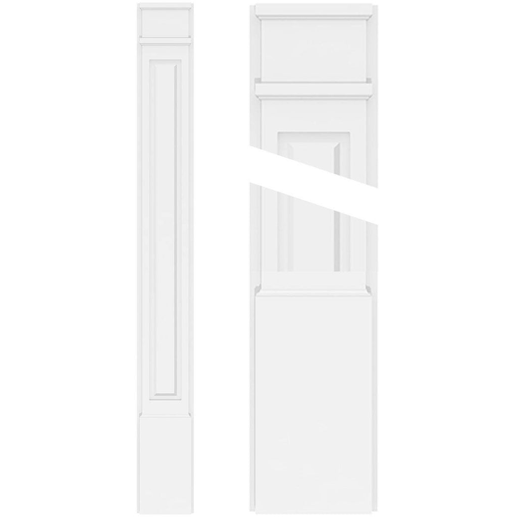 8x22W x 120x22H x 2x22P Raised Panel PVC Pilaster with Decorative Capital & Base (Pair) U72278