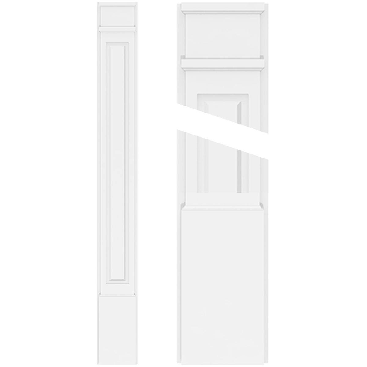 8x22W x 120x22H x 2x22P Raised Panel PVC Pilaster with Decorative Capital & Base (Pair) U72278